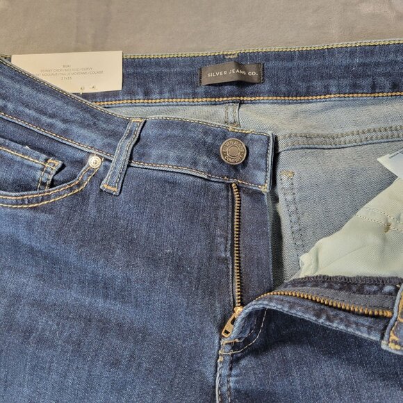 Silver Jeans Co. Womens Suki Skinny Crop Jeans‎ 31 Blue Curvy Mid-Rise NWT Vibe - Picture 6 of 13